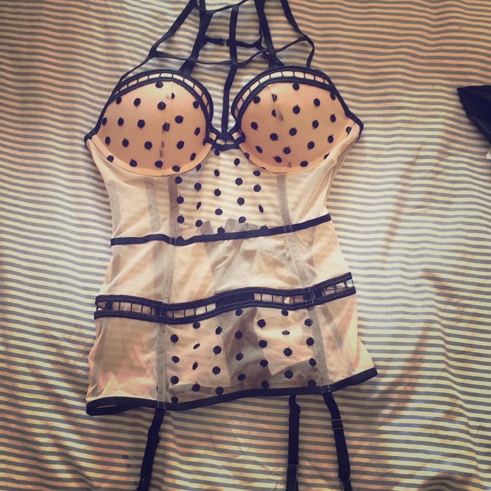 Victoria secret cream and black sexy lingerie